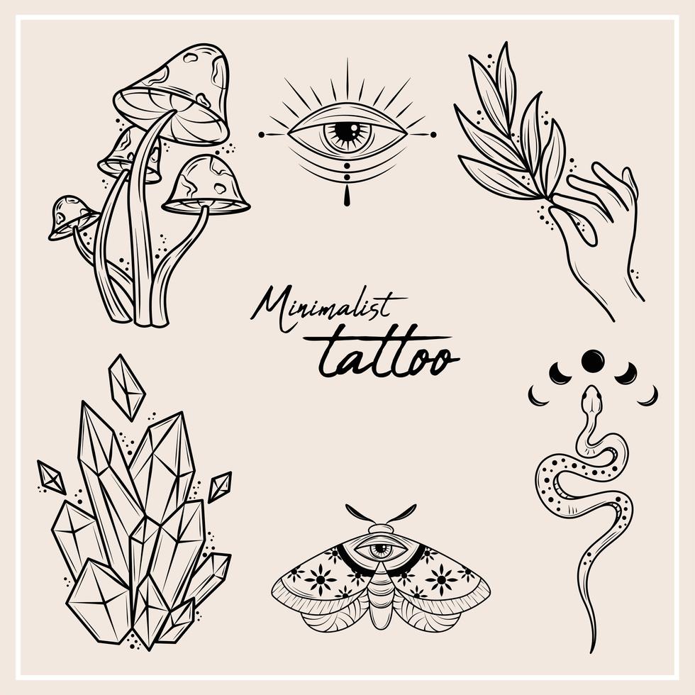 set minimalist tattoos vector