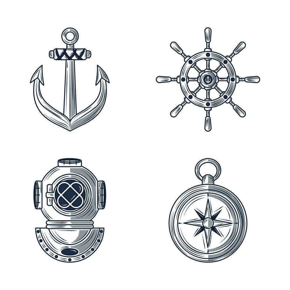nautical sketch collection vector