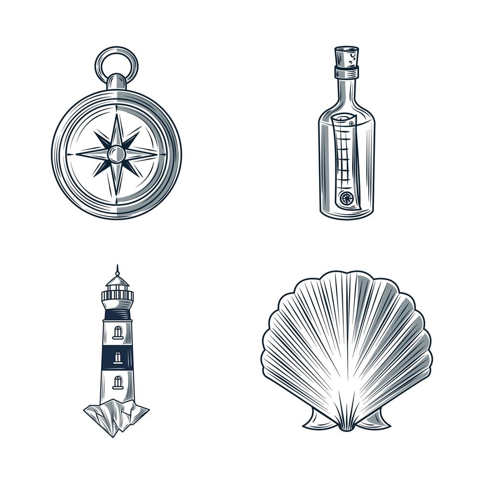 iconos de dibujo náutico vector