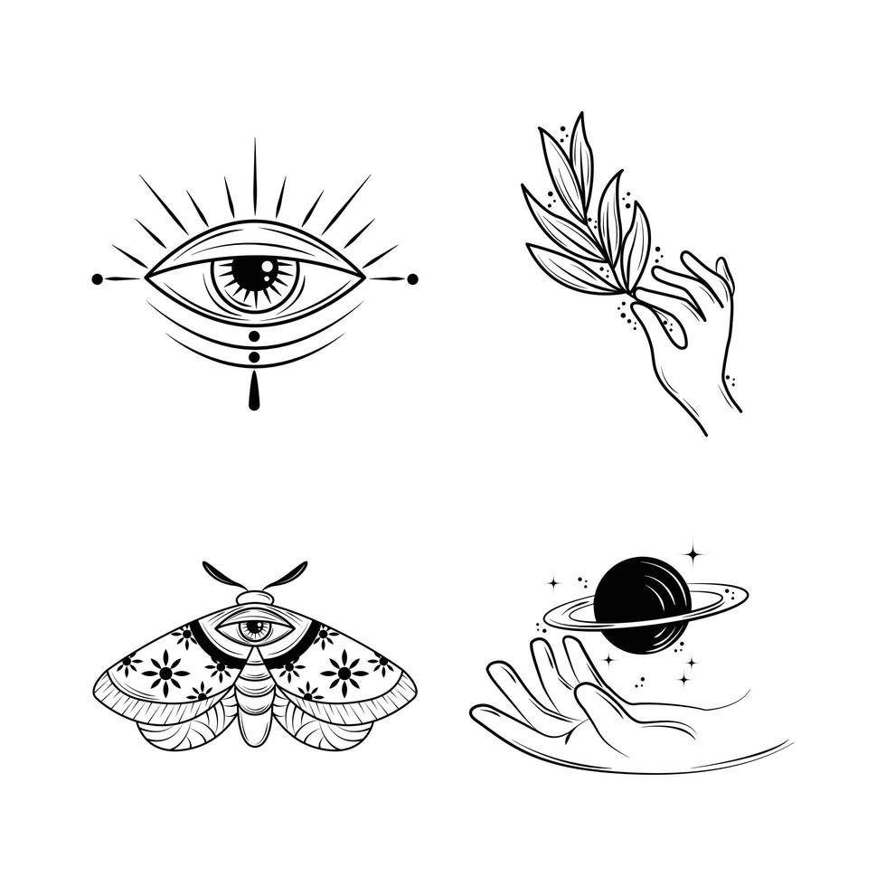 conjunto de tatuajes minimalistas vector