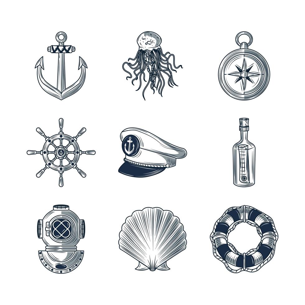 nautical maritime set vector