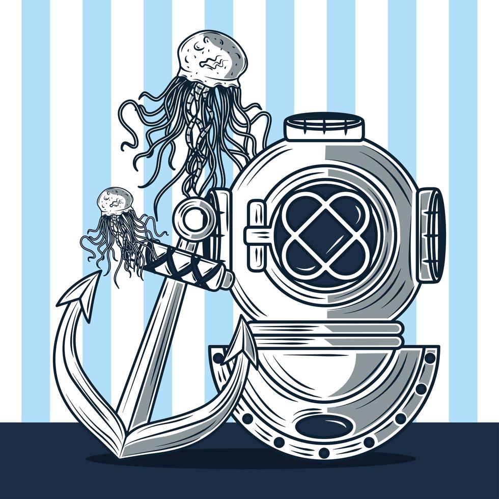 nautical anchor helmet vector
