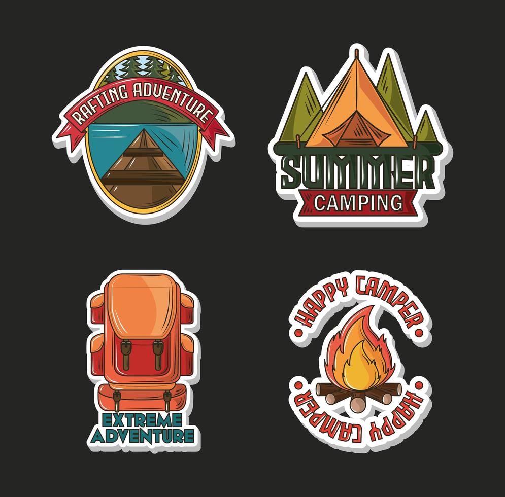 camping rafting adventure vector