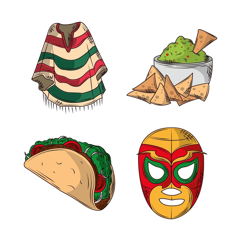 mexican festive set vector