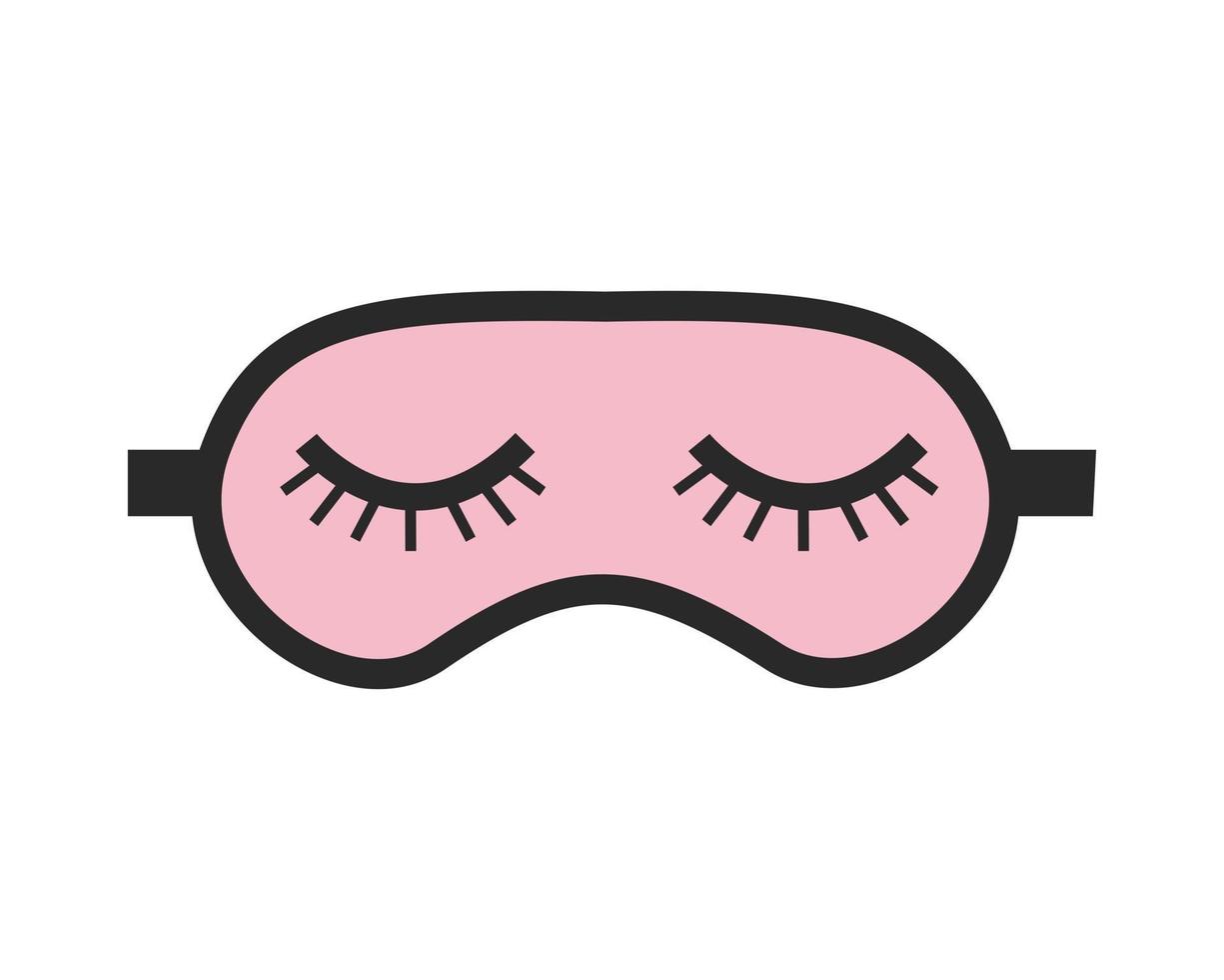 Black and pink sleep mask on a white background Vector image Decor for childrens posters postcards clothing and interior