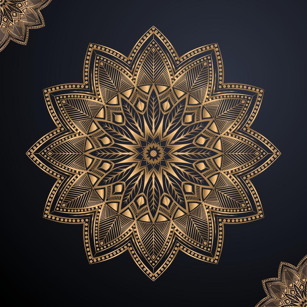 Luxury traditional mandala design background in gold color vector