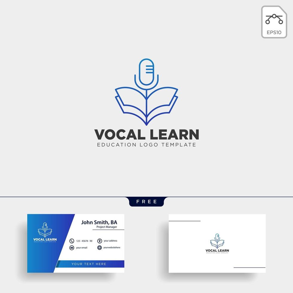 libro cantar aprendizaje vocal línea logo plantilla vector ilustración icono elemento aislado con vector de tarjeta de visita