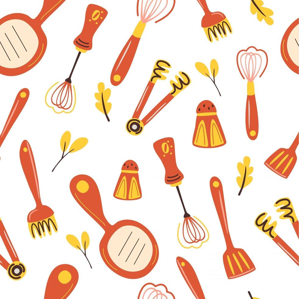 Seamless pattern with kitchen tools Cooking utensils background Pattern  with kitchen accessories equipment utensils Background for restaurant menu  textile wallpapers Vector illustration 2515769 Vector Art at Vecteezy