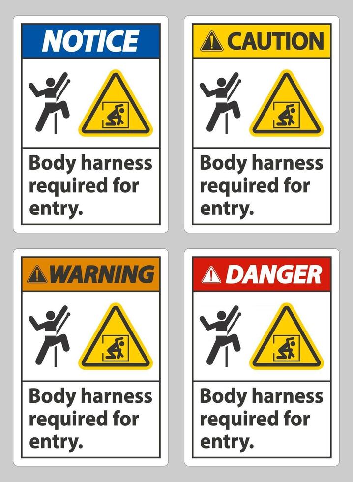 Body Harness Required For Entry Sign vector