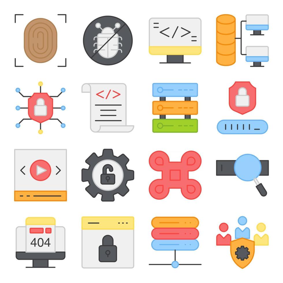 Pack of Smart Security Flat Icons vector