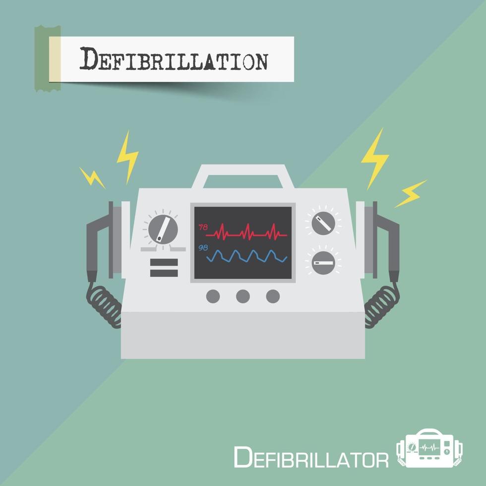 vector de diseño plano de máquina desfibrilador