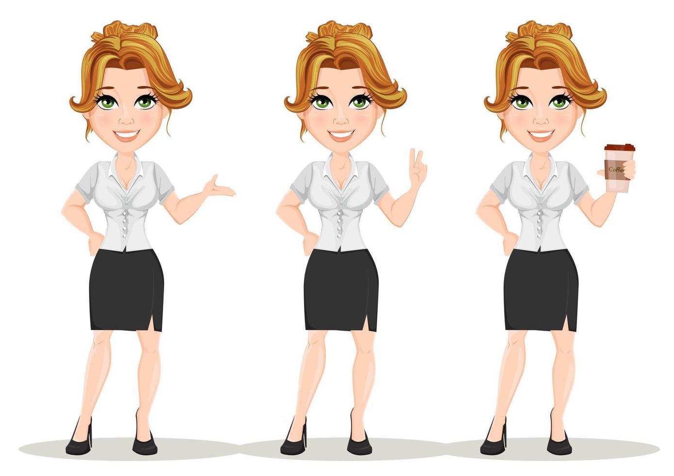 Beautiful businesswoman cartoon character set vector