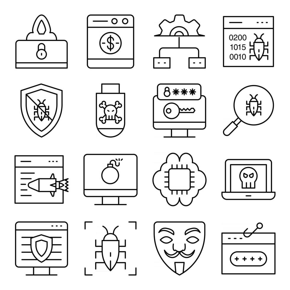 Pack of Security Linear Icons vector