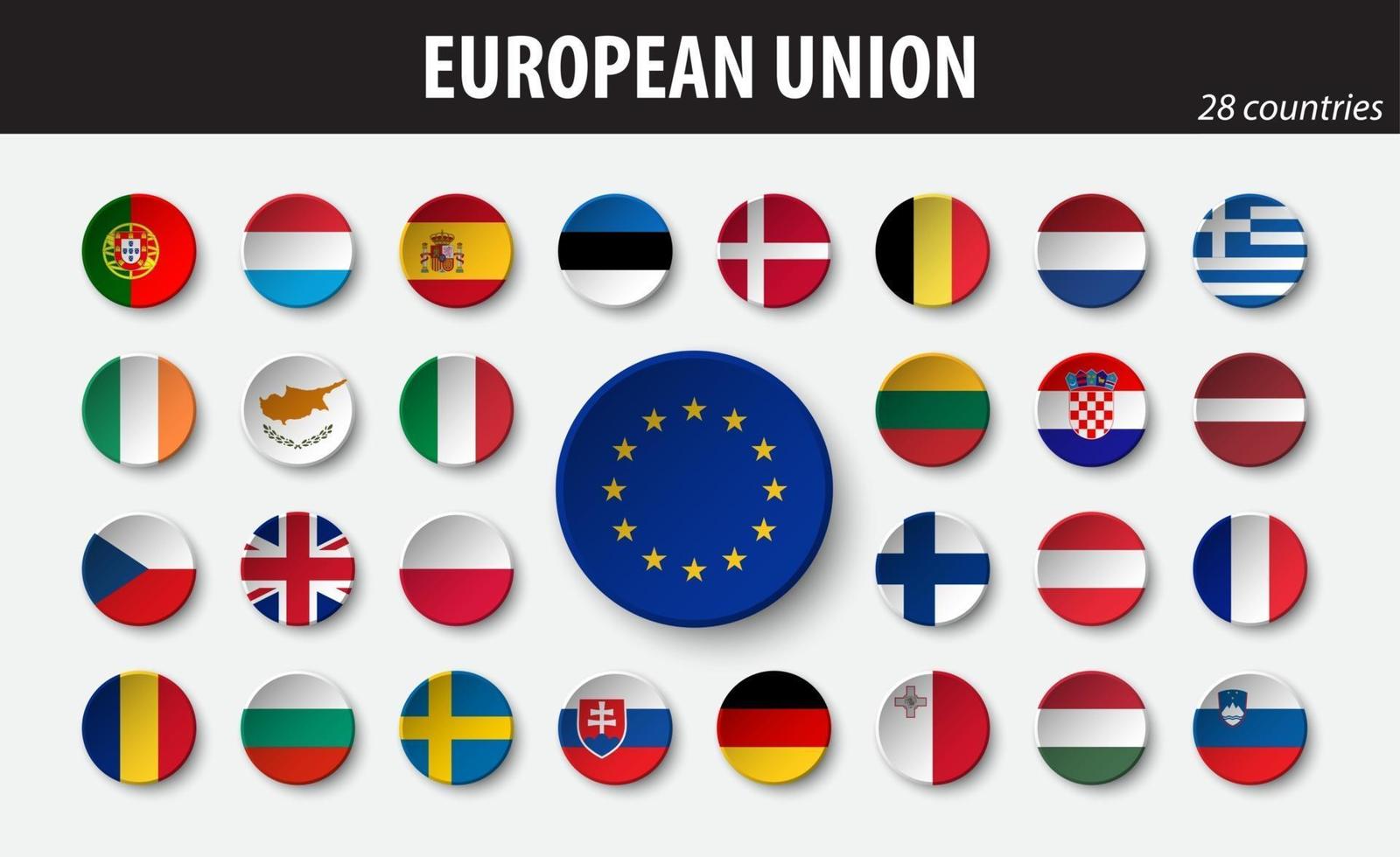 banderas de la unión europea y miembros vector