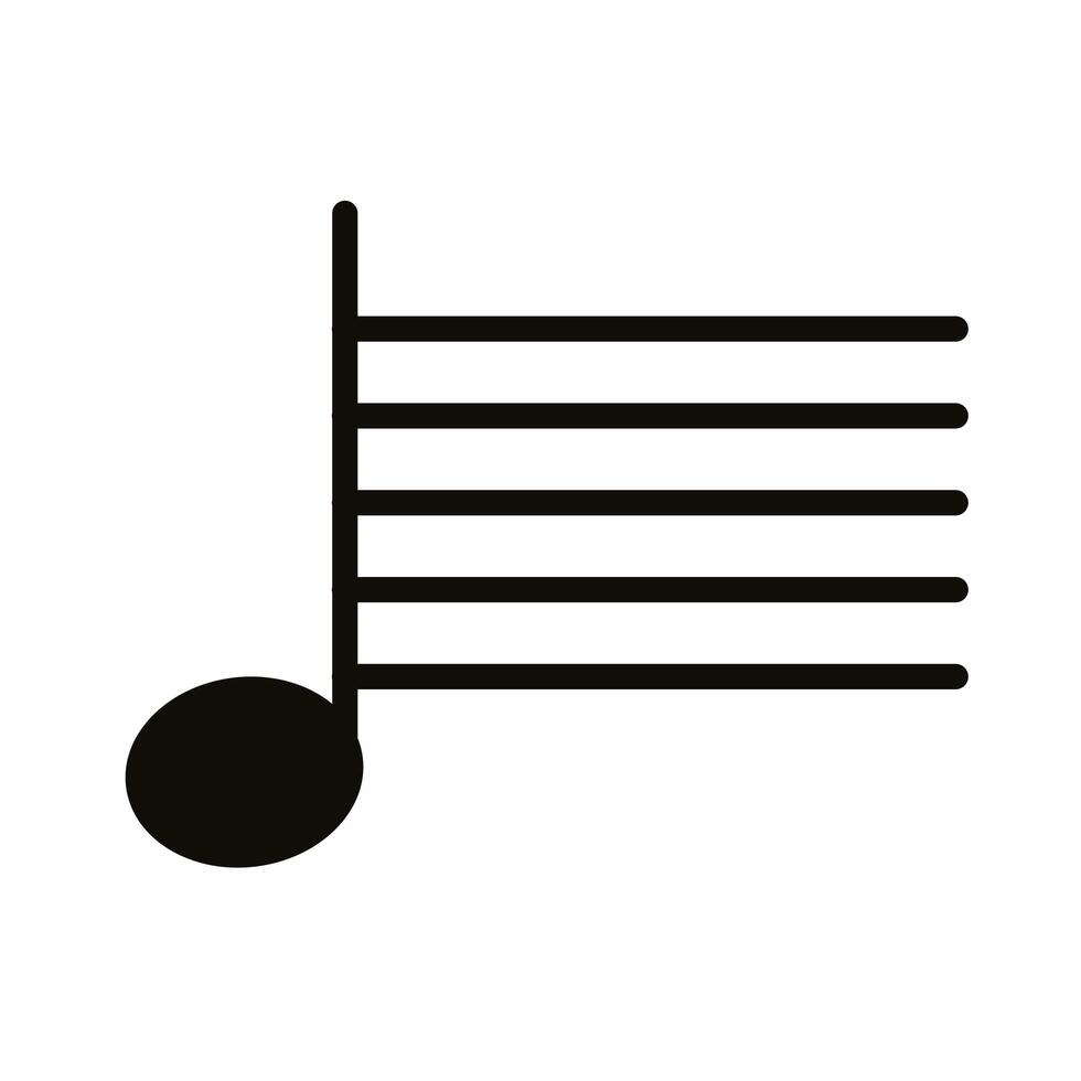 music note in musical partiture silhouette style icon vector
