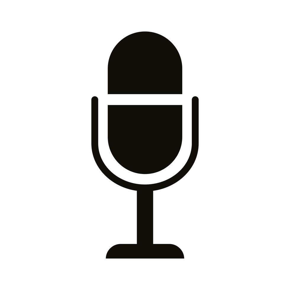 microphone sound audio silhouette style icon vector