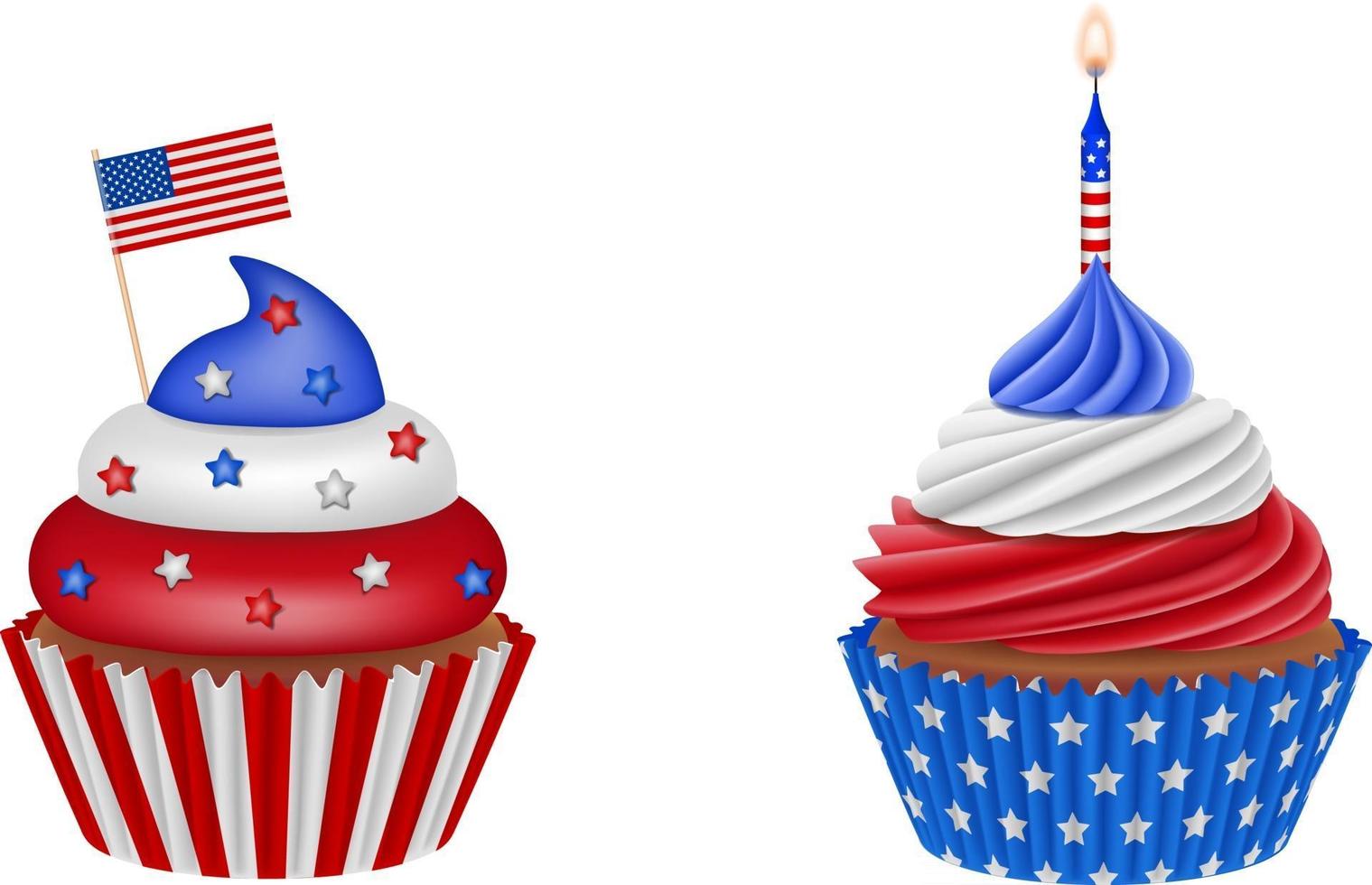 Cupcakes aislados con colores de la bandera americana vector