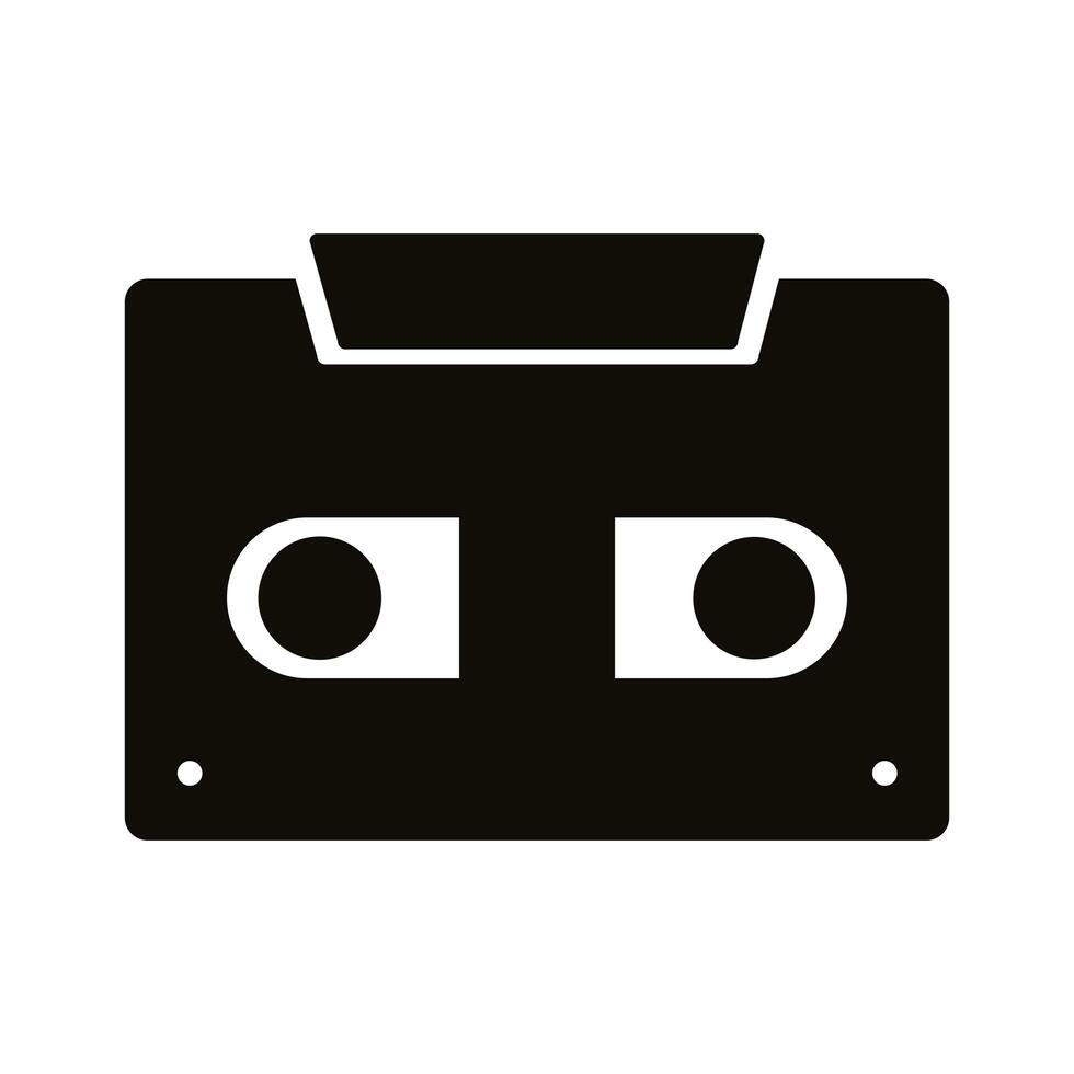 icono de estilo de silueta de grabación de música de cassette vector