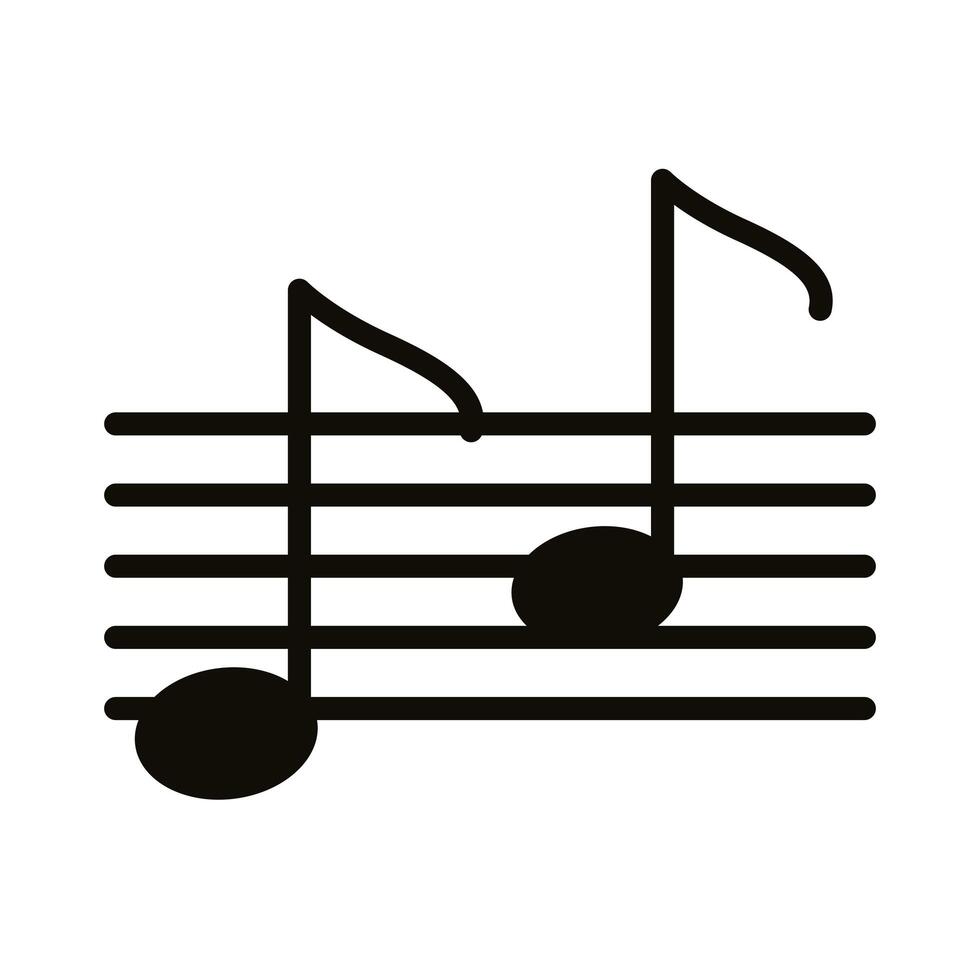 music note in musical partiture silhouette style icon vector