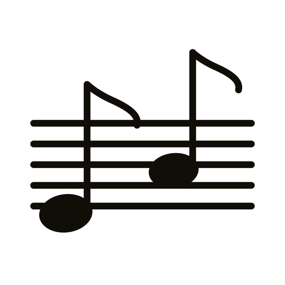 nota musical en icono de estilo de silueta de partitura musical vector