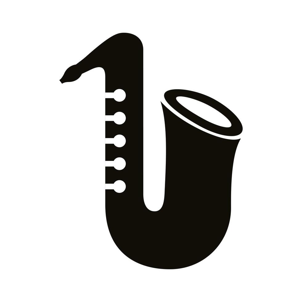 icono de estilo de silueta de instrumento musical de saxofón vector