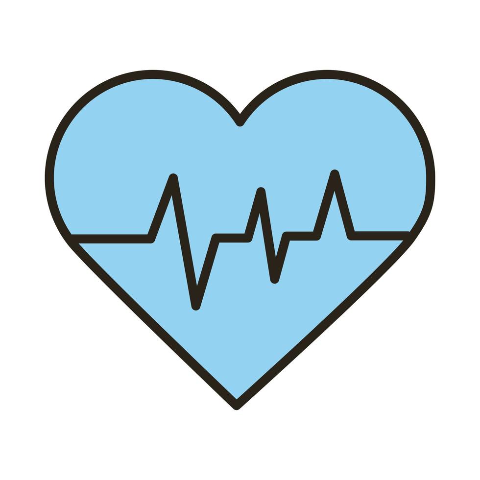 medical heart cardiology pulse line and fill icon vector