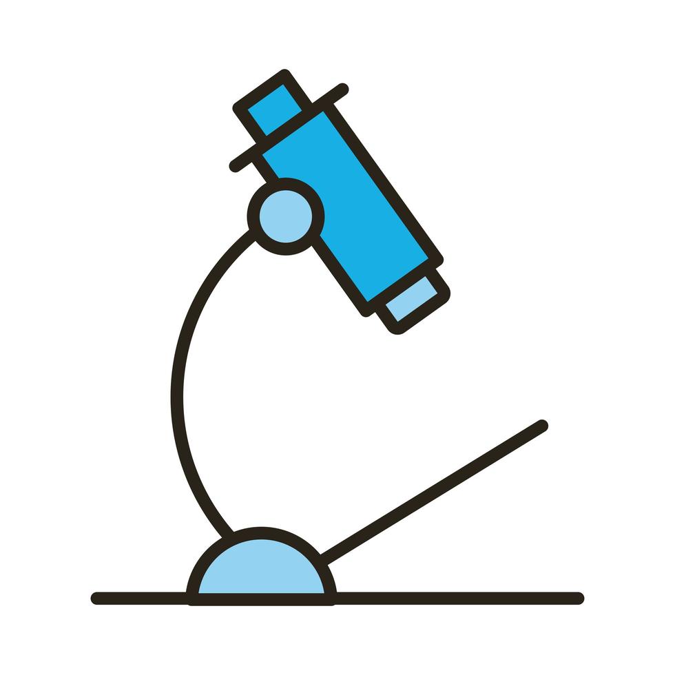 línea de herramientas de laboratorio de microscopio e icono de estilo de relleno vector