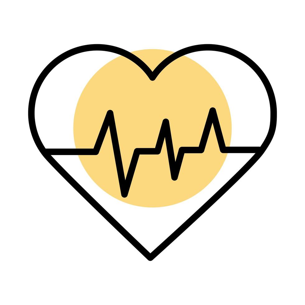 icono de línea de pulso de cardiología de corazón médico vector