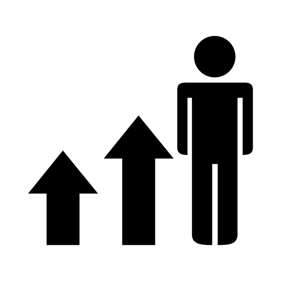 businessman figure with arrows silhouette style icon vector
