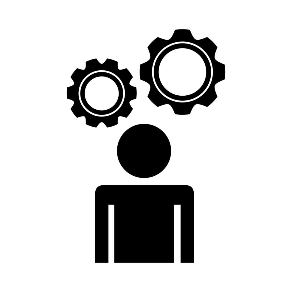 businessman figure with gear silhouette style icon vector