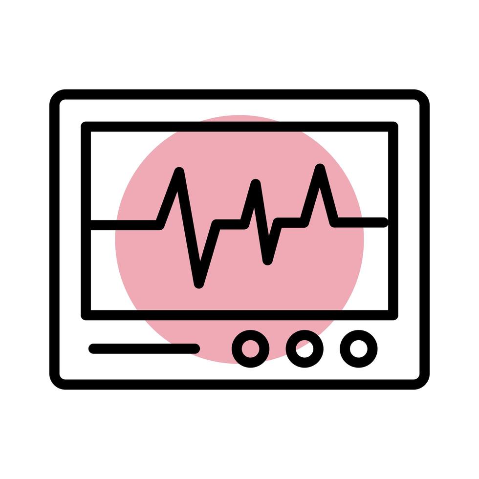 icono de línea de pulso de cardiología de máquina de electrocardiograma médico vector