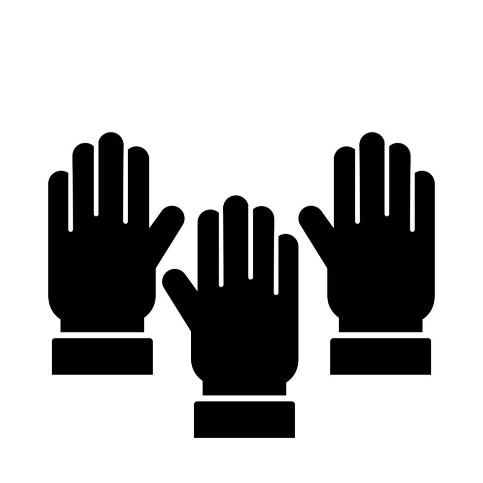 manos humanas arriba icono de estilo de silueta vector