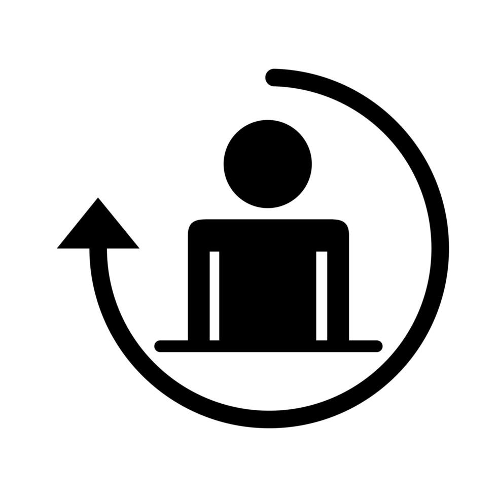 businessman figure with arrow around silhouette style icon vector