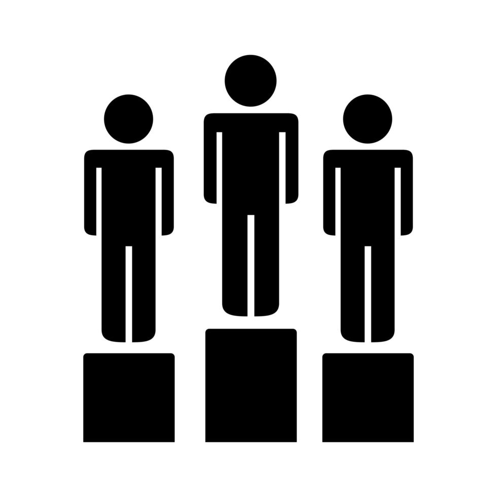 businessmen teamwork figures in podium silhouette style icon vector