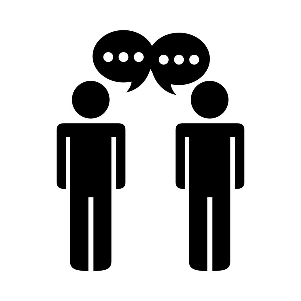 businessmen couple figures with speech bubble silhouette style icon vector