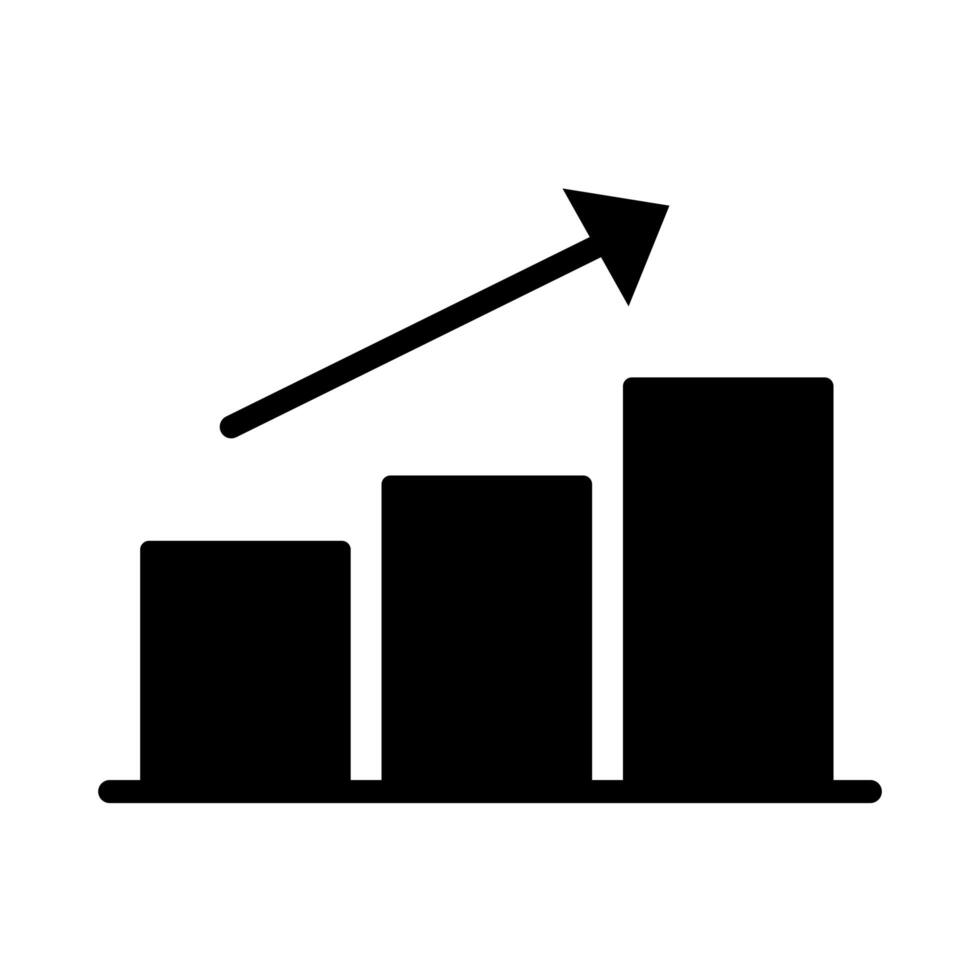 statistics bars with arrow silhouette style icon vector