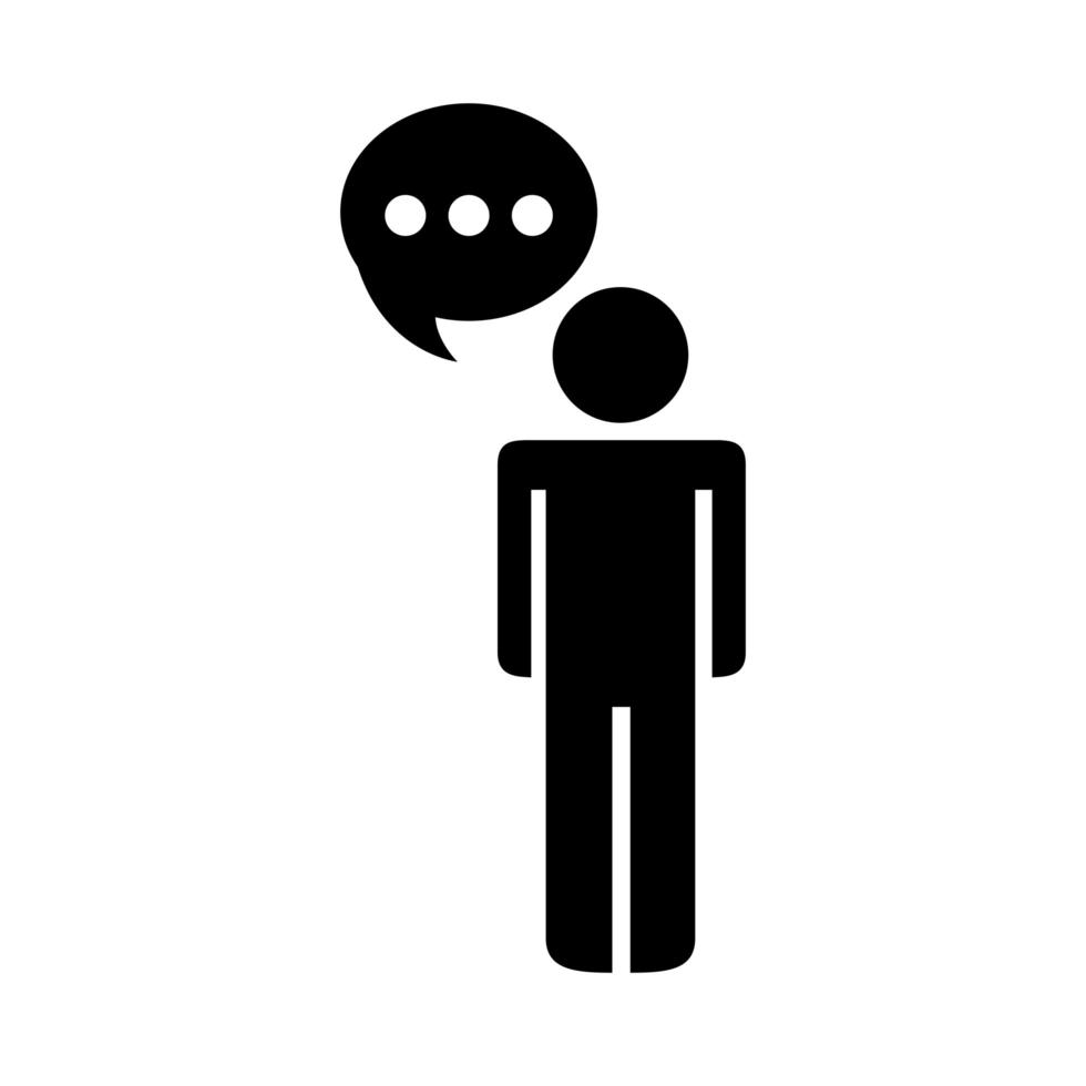 businessman figure with speech bubble silhouette style icon vector