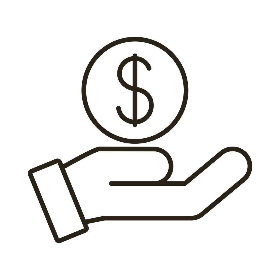 hand lifting coin line style icon vector