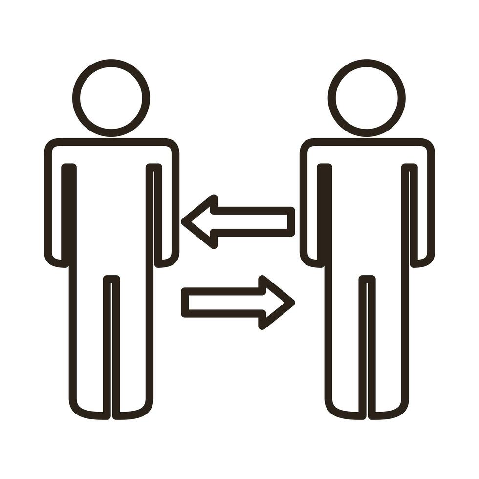 businessmen couple figures with arrows line style icon vector