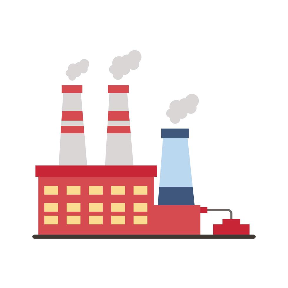 industry factory buildings and chimneys flat style icons vector