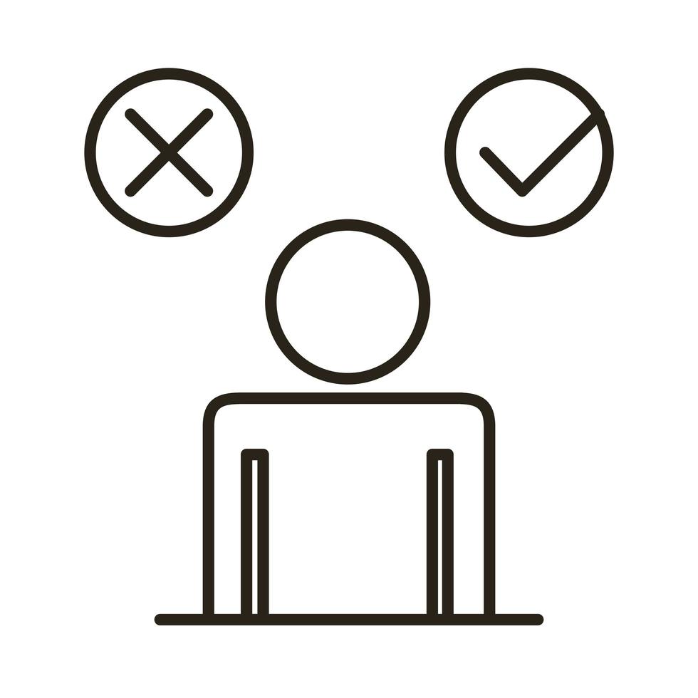 businessman figure with check symbols line style icon vector