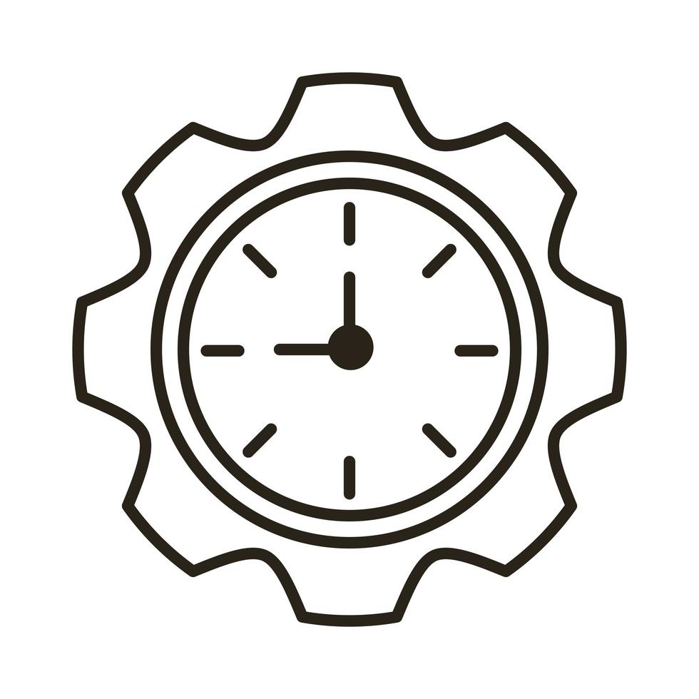 reloj de tiempo con icono de estilo de línea de engranajes vector