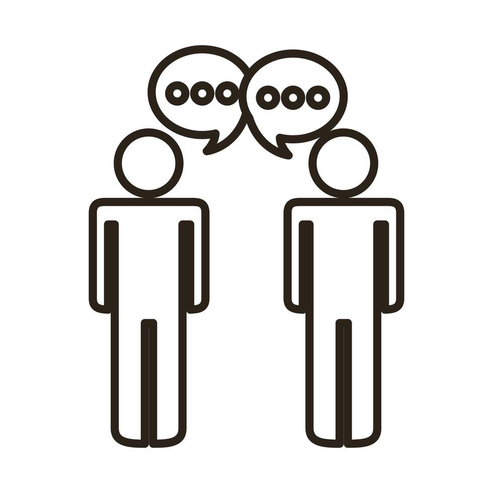 businessmen couple figures with speech bubble line style icon vector
