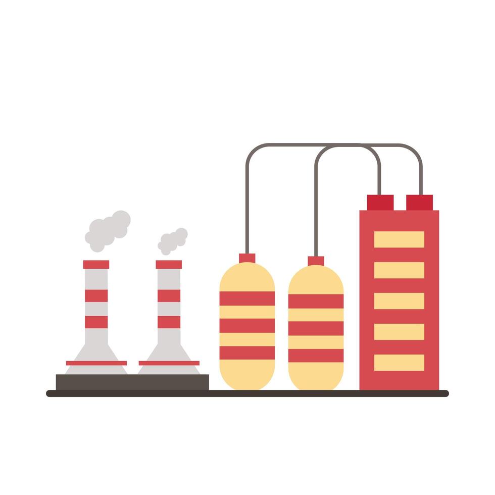 industry factory buildings and chimneys flat style icons vector