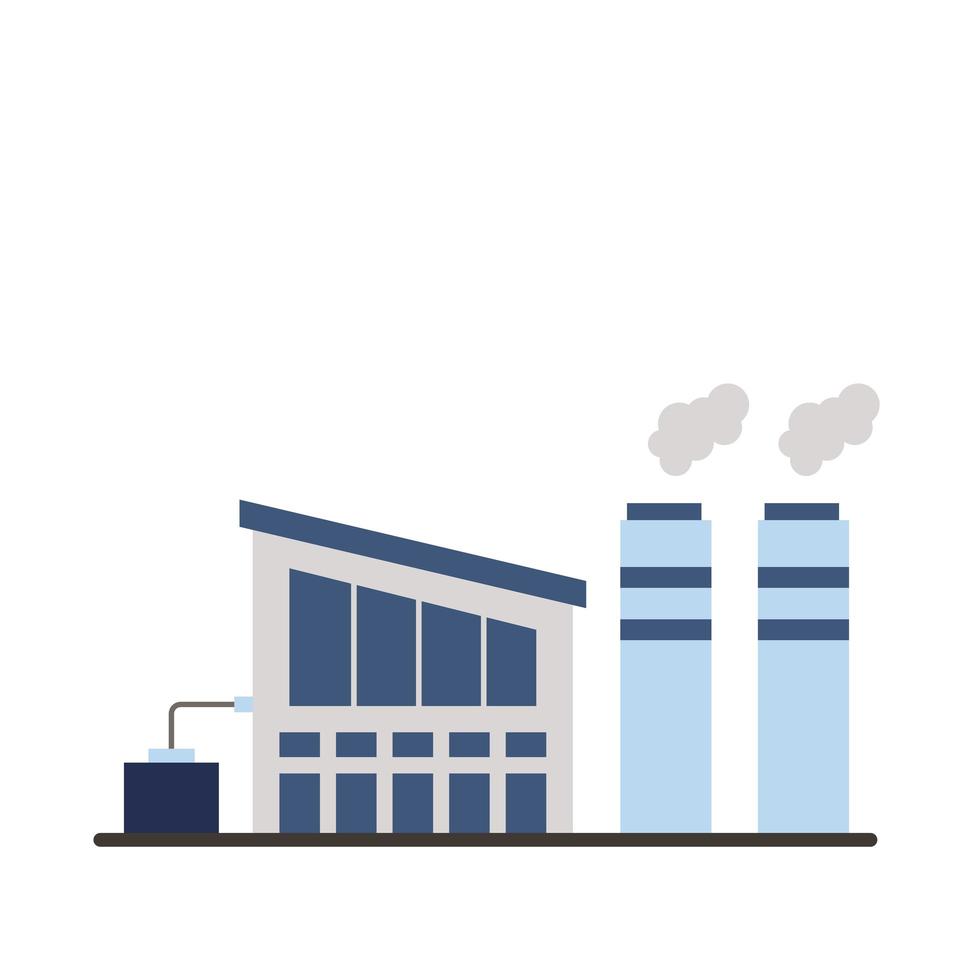 industry factory buildings and chimneys flat style icons vector