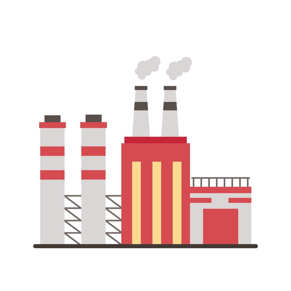 edificios de fábrica de la industria y chimeneas iconos de estilo plano vector