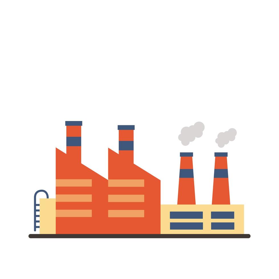 edificios de fábrica de la industria y chimeneas iconos de estilo plano vector