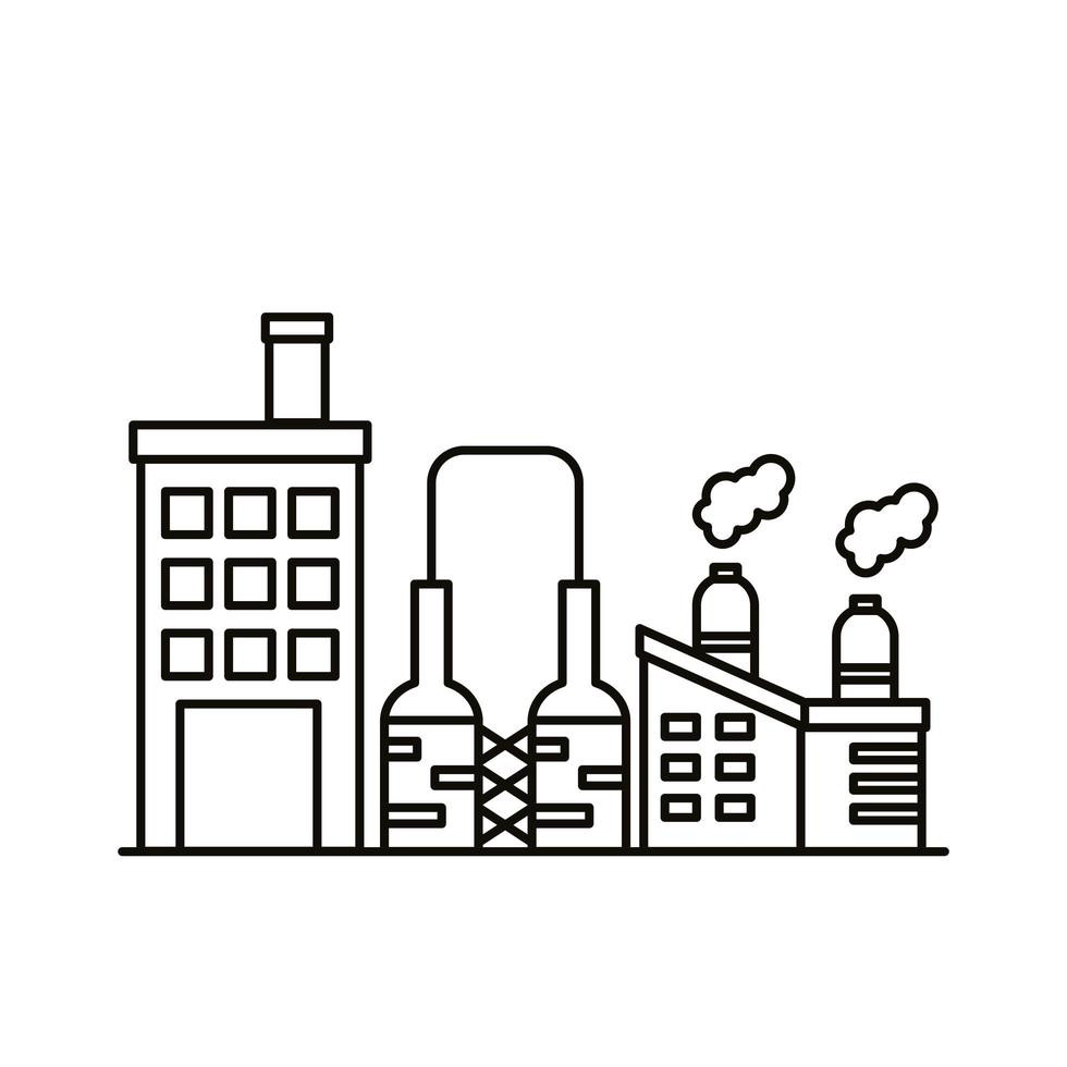 industry factory buildings and chimneys line style icons 2516316 Vector ...
