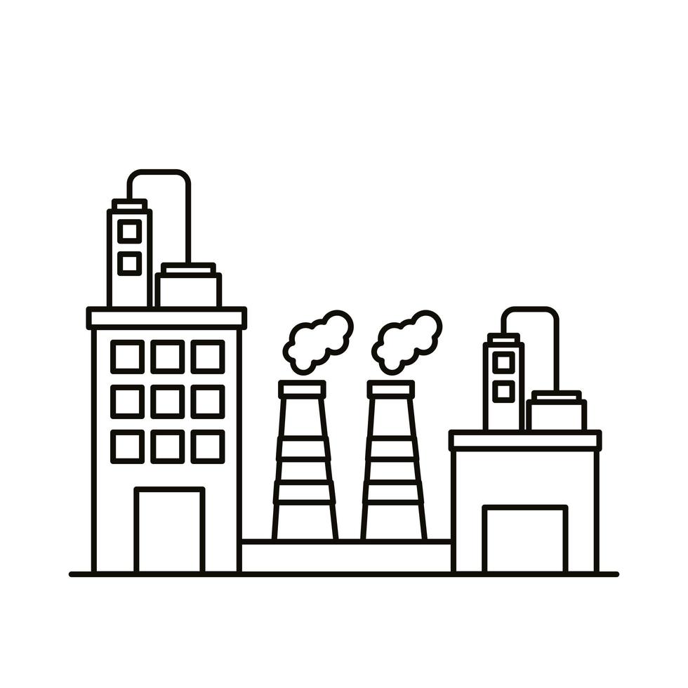 industry factory buildings and chimneys line style icons 2516318 Vector ...