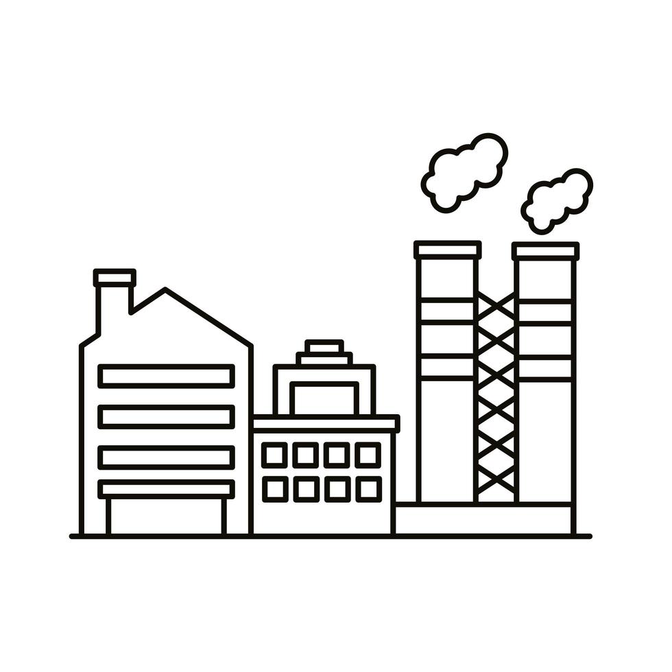 industry factory buildings and chimneys line style icons 2516319 Vector ...